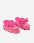  Cizme de zăpadă Fucsia pe platformă cu pompoane și blană artificială decorativă Iriviane