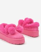  Cizme de zăpadă Fucsia pe platformă cu pompoane și blană artificială decorativă Iriviane