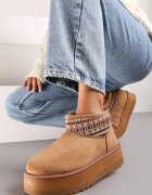  Cizme de zăpadă Maro cu Platformă Înaltă Decorate cu Inserție cu Model Sinalora