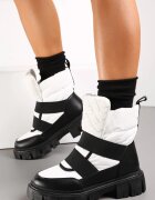  Cizme de zăpadă Negre-Albe Slip-on Matlasate Arjis