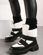  Cizme de zăpadă Negre-Albe Slip-on Matlasate Arjis