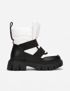  Cizme de zăpadă Negre-Albe Slip-on Matlasate Arjis