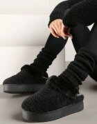  Cizme de zăpadă Negre cu Blană pe Talpă Groasă cu Elastic la Călcâi Sosena