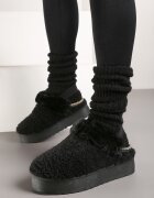  Cizme de zăpadă Negre cu Blană pe Talpă Groasă cu Elastic la Călcâi Sosena
