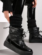  Cizme de zăpadă Negre cu șireturi elastice Reku