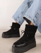  Cizme de zăpadă Negre Cu șireturi Vices Cu platformă Cu blană Ravorelle