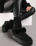  Cizme de zăpadă Negre cu talpă groasă izolate cu blană Tirisha
