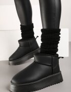  Cizme de zăpadă Negre model slip-on netede casual cu talpă groasă Tinaretia