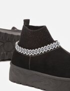  Cizme de zăpadă Negre pe Platformă Decorate cu Broderie și cu Gamba Elastică Izaleen