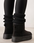  Cizme de zăpadă Negre peste gleznă cu platformă căptușite cu blană Divena