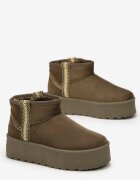  Cizme de zapadă Verzi tip slip-on cu curea decorativă și talpă groasă Veonli
