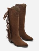  Cizme Maro Cowboy cu toc conic Decorate cu franjuri Reianeva