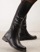  Cizme Negre cu Talpă Plată Stil Ofițer cu Elastic Ansista