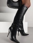  Cizme Negre cu toc stiletto cu cataramă metalică Evelinna