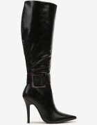  Cizme Negre cu toc stiletto cu cataramă metalică Evelinna