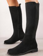  Cizme Negre din ecosamot cu talpă plată în stil ofițeresc cu elastic Ansista