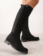  Cizme Negre din ecosamot cu talpă plată în stil ofițeresc cu elastic Ansista