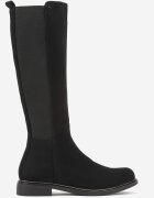  Cizme Negre din ecosamot cu talpă plată în stil ofițeresc cu elastic Ansista