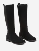  Cizme Negre din ecosamot cu talpă plată în stil ofițeresc cu elastic Ansista