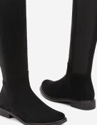  Cizme Negre din ecosamot cu talpă plată în stil ofițeresc cu elastic Ansista