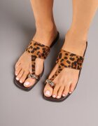 c'm paris Papuci japonezi cu imprimeu leopard decorați cu aplicație elegantă Tanaria