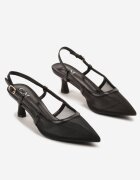 c'm paris Sandale Negre cu plasă slingback cu toc jos Syltewi