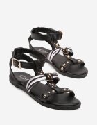 c'm paris Sandale Negre Tip Gladiator cu Nituri Decorative Borritis