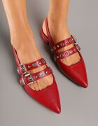 c'm paris Sandale Roșii Tip Slingback Decorate cu Catarame Selritia