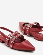 c'm paris Sandale Roșii Tip Slingback Decorate cu Catarame Selritia