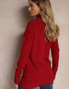 coazy knitz Clasic Pulover cu guler înalt cu mânecă lungă Bordeaux cu adaos de viscoză Leriona