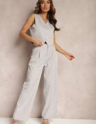 Completul de costum Gri cu dungi delicate cu vestă și pantaloni largi Paliera