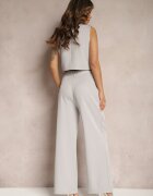  Completul de costum Gri cu dungi delicate cu vestă și pantaloni largi Paliera