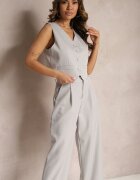  Completul de costum Gri cu dungi delicate cu vestă și pantaloni largi Paliera