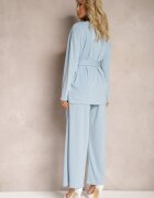  Compleu Albastru deschis Bluză și Pantaloni cu craci drepți și elastic Daeirassa