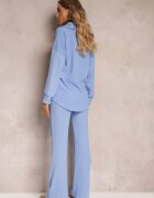  Compleu Albastru în 2 piese cu Cămașă și Pantaloni Decorat cu Imprimeu Delicat Jaila