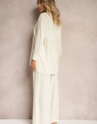  Compleu bej din vâscoză Pantaloni cu picioare largi și elastic în talie Cămașă cu nasturi Tinamars