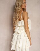  Compleu Bej Fustă cu elastic în talie Bluză Decorate cu volane și floare Dimzia