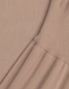  Compleu Bej închis Tricotat cu Viscoză Pantaloni cu croi larg și Bluză cu guler înalt Norathira