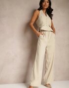  Compleu costum bej pantaloni largi și vestă Nenisse