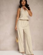  Compleu costum bej pantaloni largi și vestă Nenisse