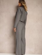 Compleu Costum Gri cu Sacou Scurt și Pantaloni Asimetrici Remilena