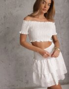  Compleu dantelat alb din bumbac top în stil spaniol fustă cu elastic în talie Vimariah