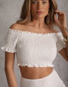  Compleu dantelat alb din bumbac top în stil spaniol fustă cu elastic în talie Vimariah