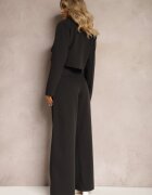  Compleu de costum Negru Sacou scurt și Pantaloni largi Mairilee