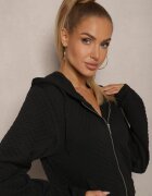  Compleu de Trening Negru cu amestec de bumbac Bluză matlasată cu glugă și Joggere Evathira