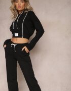  Compleu de trening Negru Tricotat din bumbac cu aplicații Akbutol