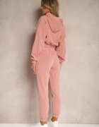  Compleu de trening Roz cu adaos de bumbac Pantaloni cu elastic in talie și Bluză cu glugă Hasaria