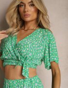  Compleu de Vară Verde din Viscoză Fustă Lungă și Top Petrecut cu Legătură Ajarde