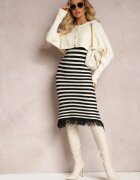  Compleu din 2 piese Bej deschis Rochie în dungi și Cardigan scurt cu nasturi Orivela