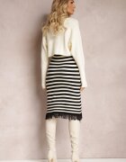  Compleu din 2 piese Bej deschis Rochie în dungi și Cardigan scurt cu nasturi Orivela